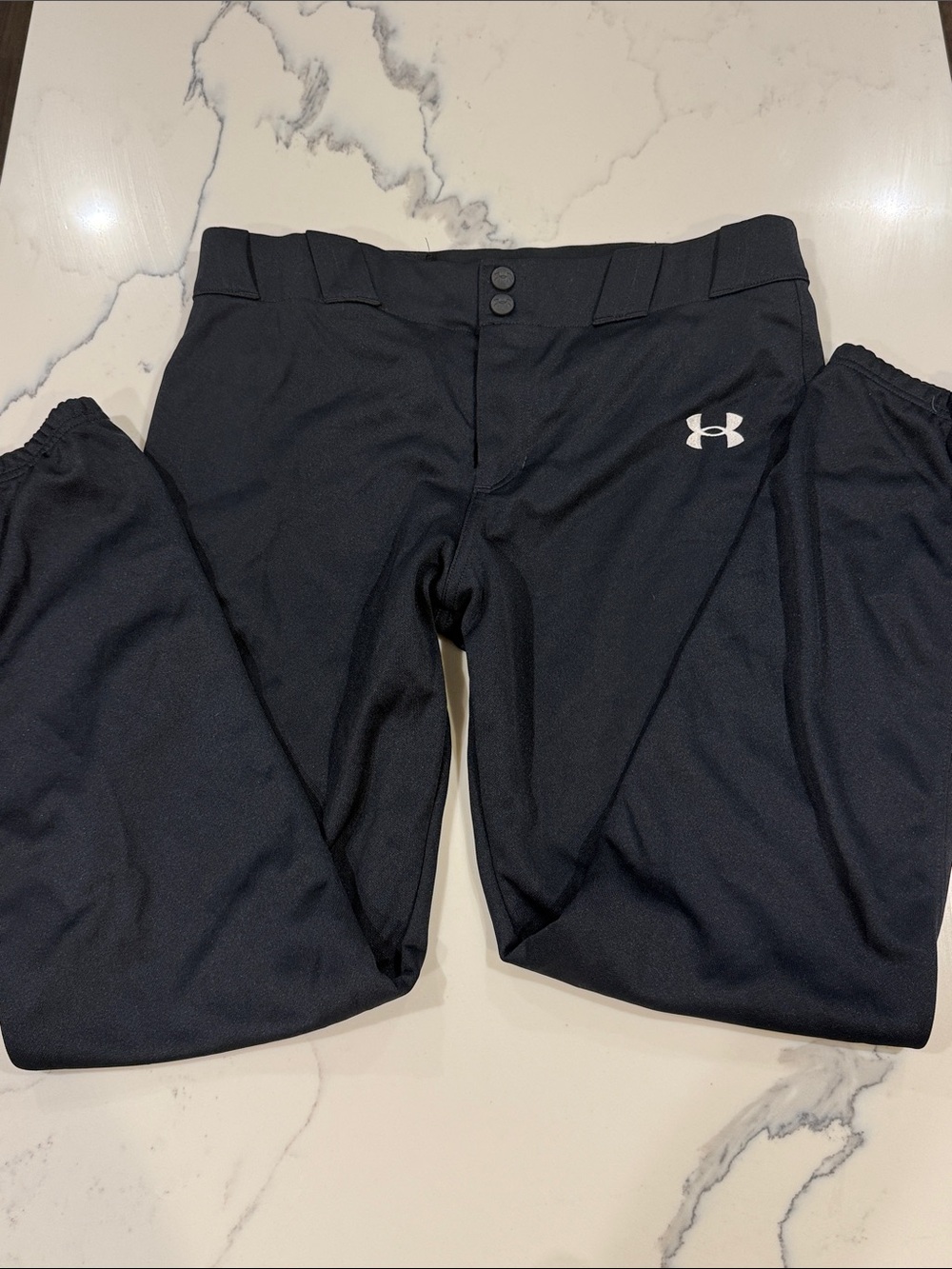 Under Armour Black baseball pants youth XL White Logo style# 1374382
